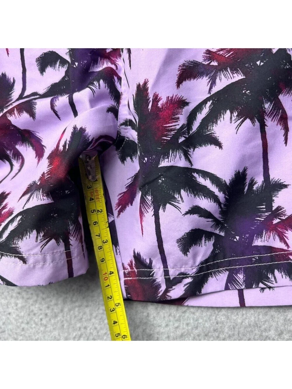 Primark Mens Purple Palm Tree Swim Trunks Board Shorts XL Beach Y2K Surf Vaca